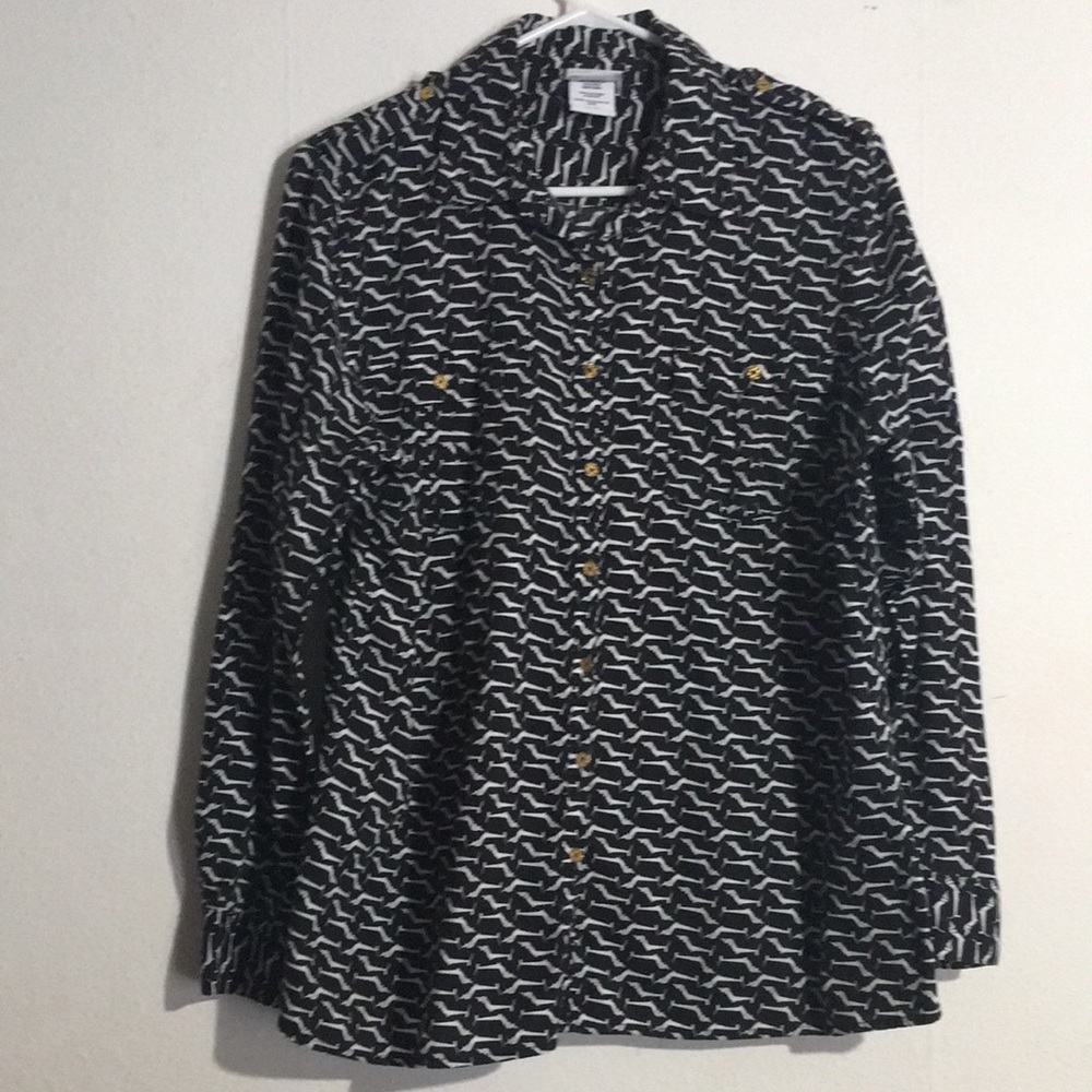 Vintage Jacklyn Smith Stylish Black and White Daschund  Button up Shirt: Sz XL
